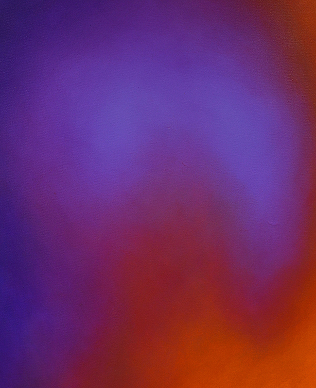 purple and orange swirl around each other on this canvas