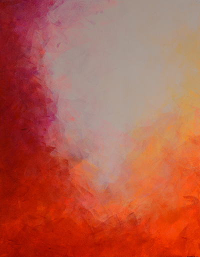 light and bright oranges blend across this canvas, with a swath of magenta up the left side